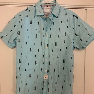 Denim and flowers collared shirt